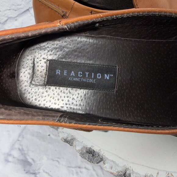 Kenneth Cole Reaction Men’s 10.5 Brown Leather Slip On Loafers Casual Shoes - Picture 7 of 12